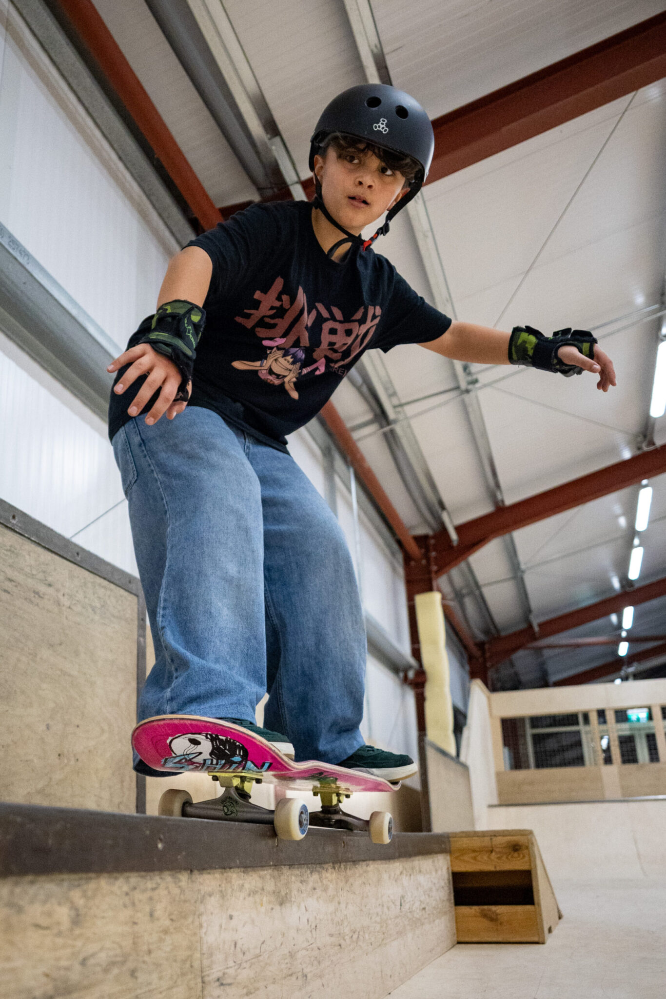 A teenager mid-trick
